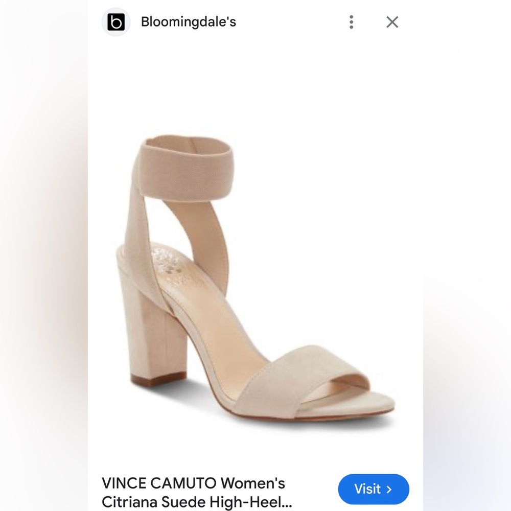 Vince Camuto Cream Block Heel Sandals Suede Leather.